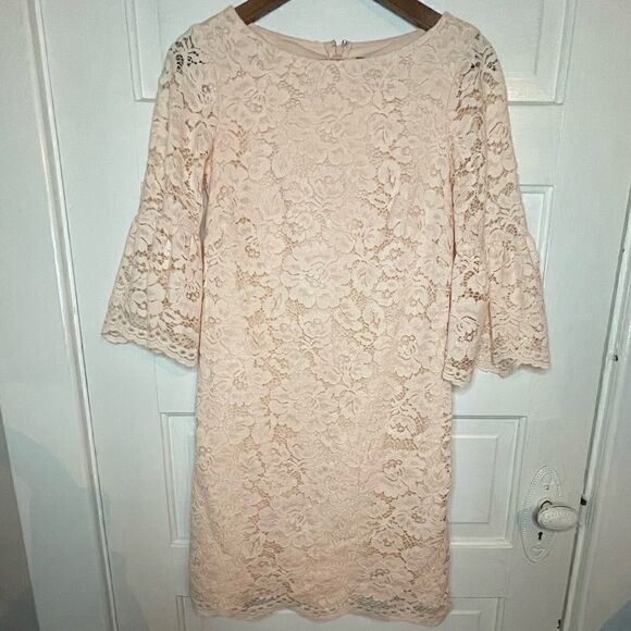 Vince Camuto Lace Sleeve Dress w/ Concealed Back Zipper - Picture 1 of 11